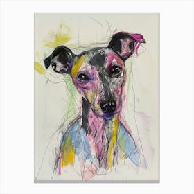 Pastel American Hairless Terrier Dog Pastel Line Illustration  2 Canvas Print
