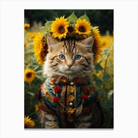 Sunflower Cat 1 Canvas Print