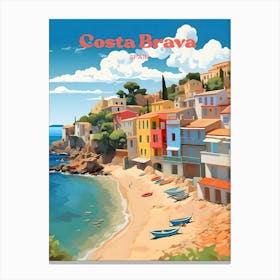 Costa Brava Spain Seaside Modern Travel Illustration Canvas Print