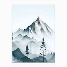 Mountain And Forest In Minimalist Watercolor Vertical Composition 122 Canvas Print
