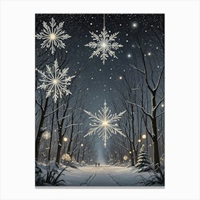 Large Snowflakes In The Forest Canvas Print