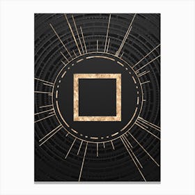 Geometric Glyph in Gold with Radial Array Lines on Dark Gray n.0002 Canvas Print