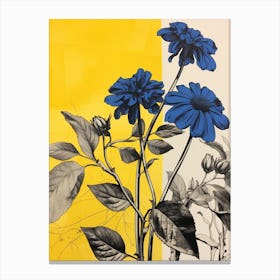Blue Botanical Black Eyed Susan 1 Canvas Print