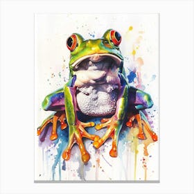 Frog Colourful Watercolour 1 Canvas Print