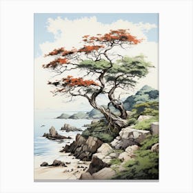 Ishigaki Island In Okinawa, Japanese Brush Painting, Ukiyo E, Minimal 3 Canvas Print