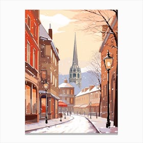 Vintage Winter Travel Illustration Bath United Kingdom 4 Canvas Print
