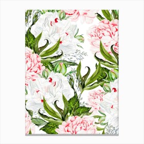 Watercolor Peonies Canvas Print