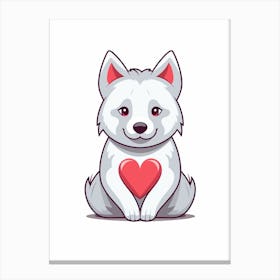 Kawaii Husky Heart Character 2 Canvas Print