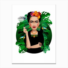 Frida Kahlo White Canvas Print