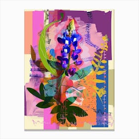 Bluebonnet 2 Neon Flower Collage Canvas Print