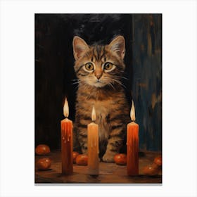 Cat With Candles Canvas Print