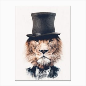 Lion In Top Hat 1 Canvas Print