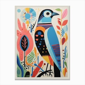 Colourful Scandi Bird Hawk 2 Canvas Print