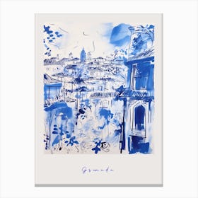 Granada Spain Mediterranean Blue Drawing Poster Canvas Print