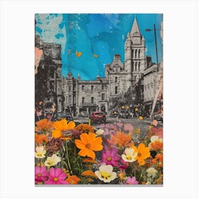 Dublin   Floral Retro Collage Style 2 Canvas Print