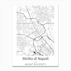 Melito Di Napoli,Italy Minimalist Map Canvas Print