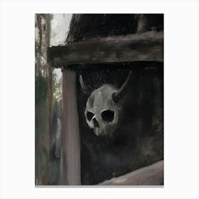 Dark Gothic Skull On The Wall Canvas Print