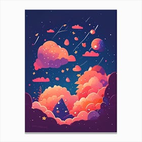 Meteor Shower Kawaii Kids Space Canvas Print