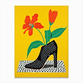 Step into Spring: Women's Shoes with Flowers Canvas Print