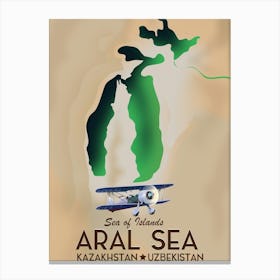 Aral Sea Kazakhstan Uzbekistan travel map Canvas Print