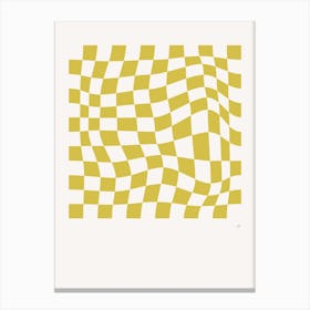 Wavy Checkered Pattern Poster Lime Canvas Print