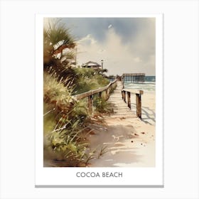 Cocoa Beach Watercolor 1travel Poster Canvas Print