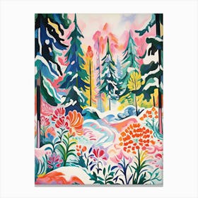 Winter Snow Snow Coniferous Forest Illustration 8 Canvas Print