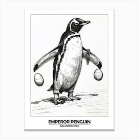 Penguin Balancing Eggs Poster 3 Canvas Print