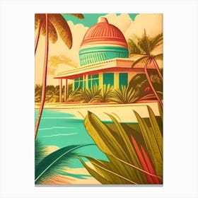 Grand Bahama Island Bahamas Vintage Sketch Tropical Destination Canvas Print