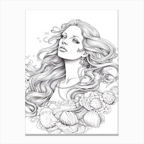 Line Art Inspired By The Birth Of Venus 16 Canvas Print