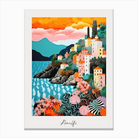 Poster Of Amalfi, Italy, Illustration In The Style Of Pop Art 2 Canvas Print
