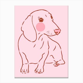 Pink Sausage Dog| Dachshund Canvas Print