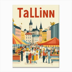 Aihrgdesign A 1970s Inspired Travel Poster For Tallinn Depict E7c2e261 76a3 44ff 9d29 58de43624af7 3 Canvas Print