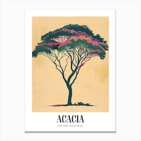 Acacia Tree Colourful Illustration 1 Poster Canvas Print