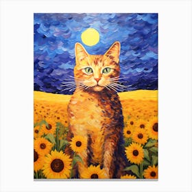 Cat Sunflowers Wall Art 9 Canvas Print