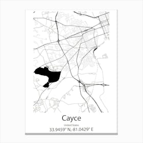 Cayce,United States Minimalist Map 1 Lienzo