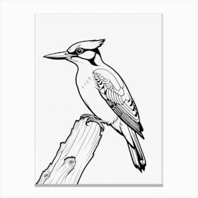 Woodpecker Coloring Page Bird Wildlife Animal Drawing Canvas Print
