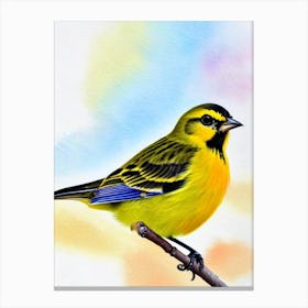 Yellowhammer 2 Watercolour Bird Canvas Print