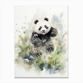 Panda Art Running Watercolour 1 Canvas Print
