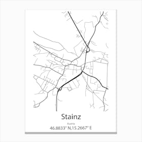 Stainz,Austria Minimalist Map Canvas Print