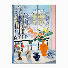The Windowsill Of Munich   Germany Snow Inspired By Matisse 4 Canvas Print