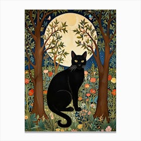 William Morris Black Cat In The Forest 22 Canvas Print