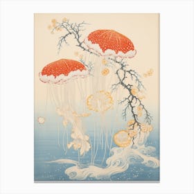 Upside Down Jellyfish Japanese Style Illustration 1 Canvas Print