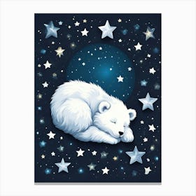 Polar Bear Sleeping In The Stars 1 Canvas Print