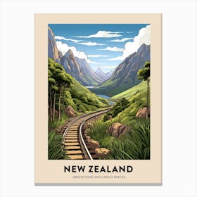 Greenstone And Caples Tracks New Zealand 1 Vintage Hiking Travel Poster Canvas Print