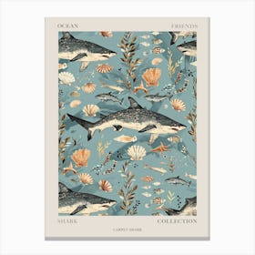 Pastel Carpet Shark Watercolour Seascape Pattern 2 Poster Canvas Print