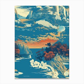 Big Sur, California, Inspired Travel Pattern 2 Canvas Print
