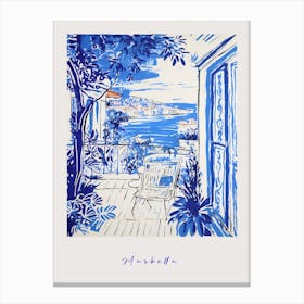 Marbella Spain 4 Mediterranean Blue Drawing Poster Canvas Print