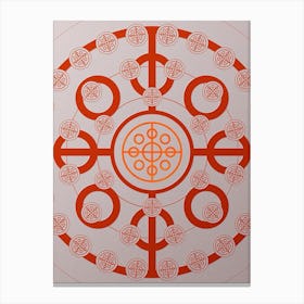 Geometric Glyph Circle Array in Tomato Red n.0095 Canvas Print