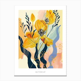 Colourful Flower Illustration Poster Buttercup 2 Canvas Print